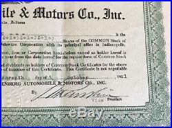 Duesenberg Automobile & Motors Co Inc 1921 Stock Certificate