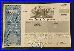 ENRON STOCK CERTIFICATE. SCARCE. (2002). Condition VERY GOOD