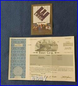 ENRON STOCK CERTIFICATE. SCARCE. (2002). Condition VERY GOOD