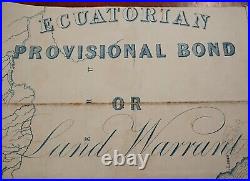 Ecuador 1855 Ecuatorian Provisional Land Warrant 100 Pounds Bond Loan Stock RARE