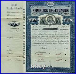 Ecuadorian Blue Navy República del Ecuador, Deuda Externa 1903 SPECIMEN