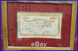 Edison Phonograph Works Stock Issued to Thomas A. Edison Double Signed by Edison
