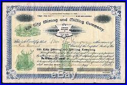Elk City Mining and Milling 1891 Stock Certificate Portland Oregon EX RARE