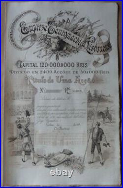 Empreza Tauromachica Lisbonense Portugal 1890 Stock certificate Bullfight