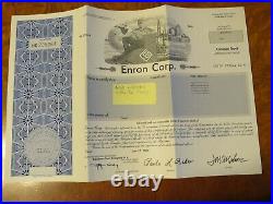 Enron Corp. Stock Certificate, RARE Wall Street NYSE Stock Market! 235264