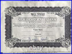 Enron Corporation Stock Certificate Unfolded Fred Fuld III