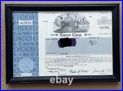 Enron Stock Certificate 300 Shares 2002 FRAMED