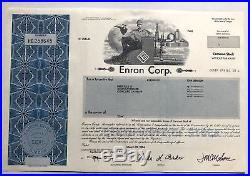 Enron stock certificate infamous bankruptcy financial scandal accounting fraud