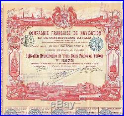 FRANCE NAVIGATION & SHIPBUILDING COMPANY stock certificate 1901 BEAUTY