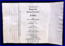 Flanagan-Nay Brewing Corporation 1934 $1000 Mortgage Bond #J16 with6 Coupons Beer