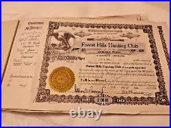 Forest Hills Hunting Club Carlisle PA Shares Stock Certificate Folder 1949