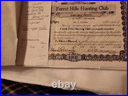 Forest Hills Hunting Club Carlisle PA Shares Stock Certificate Folder 1949