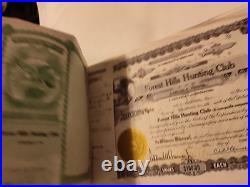 Forest Hills Hunting Club Carlisle PA Shares Stock Certificate Folder 1949