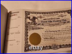 Forest Hills Hunting Club Carlisle PA Shares Stock Certificate Folder 1949