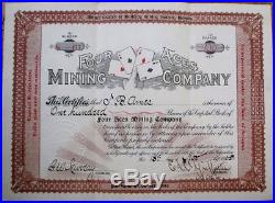 Four Aces Mining Co,' Bullfrog, Nevada NV 1905 Stock Certificate-Playing Cards