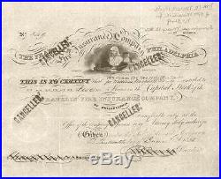 Franklin Fire Insurance Company Authentic Stock Certificate 1839 Ben Franklin
