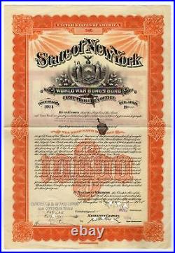Frederick W. Vanderbilt State of New York World War I Bonus Bond