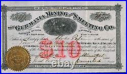 GERMANIA MINING & SMELTING CO stock certificate OURAY COUNTY COLORADO 1882
