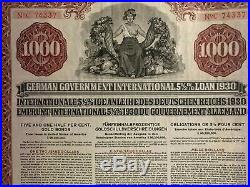 GERMANY 5.5% Young Gold Bond $1000 1930 UNCANCELLED +coupons