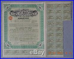 GERMANY City of Dresden Sterling Loan 1927, 100£, with 21 coupons UNCANCELLED