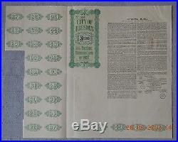 GERMANY City of Dresden Sterling Loan 1927, 100£, with 21 coupons UNCANCELLED