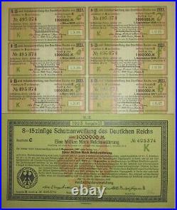 GERMANY German 8-15% Treasury Bond 1,000,000 Marks 1923 with coupons