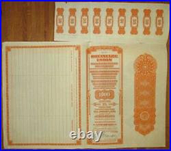 GERMANY Rheinelbe Union Gold Bond 1926 +coupons SCRIPOTRUST certified