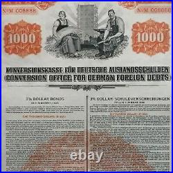 GERMANY bond lucky number 8 8888 German Foreign Debt 1936 uncancelled loan cupon
