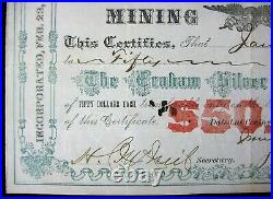 GRAHAM SILVER Mining Company Stock Certificate 1879 Nebraska Colorful