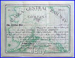 Genuine Alaska Central Railway Stock Certificate Preferred