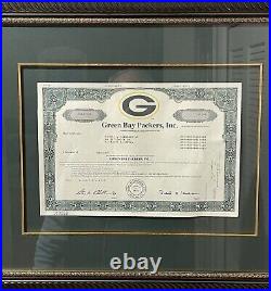 Genuine NFL Football Green Bay Packers Stock Certificate 1 Share Framed Matted