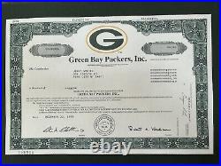 Genuine NFL Football Green Bay Packers Stock Certificate 1 Share Matted 1997