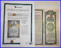 German Bond 1924 $1,000 gold Original no coupons, with Scripotrust, Not Returns