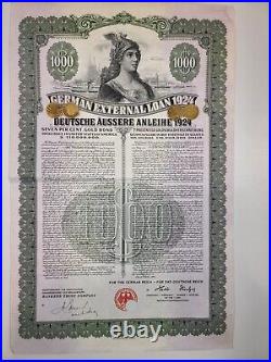German Bond 1924 $1,000 gold Original no coupons, with Scripotrust, Not Returns
