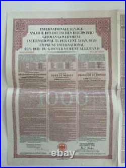 German Gold Loan 1000 francs 1930 uncancelld Young international Government bond