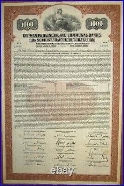 German Provincial Communal Banks Gold Bond 1928 +coupons SCRIPOTRUST certified