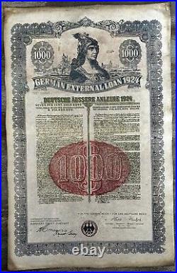 German War Bonds 1924 German External Loan 7% Gold Bond $1000
