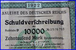 German Weimar Republic bond 10000 marks, 1922, Germany