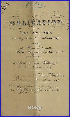Germany 1867 Prussia Obligation König King Wilhelm Preussen 150 Thaler Bond RARE