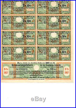 Germany, 1917 Loan 100 mark + complete set of sales documents