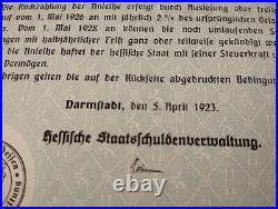 Germany 1923 Scarce BILLION Hessen Weimar MILLIARD Mark 1.000.000.000 Bond Loan