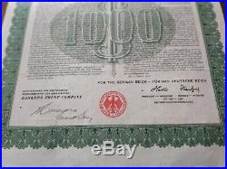 Germany 1924 External Loan DAWES 1000 Dollars Gold NOT CANCELLED Bond Pass-Co