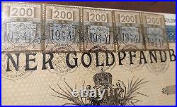 Germany 1927 Berliner Goldpfandbrief 5000 Goldmark Coupons NOT CANCELLED Bond