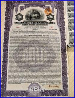 Germany 1927 United Steel Works 500 Dollars Warrant UNC WITHOUT HOLES Bond ABNC