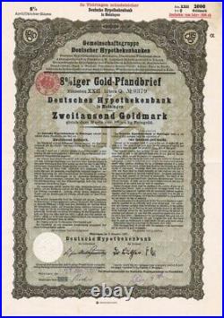 Germany 1929 Meiningen Deutschen Hypothekenbank 2000 Goldmark NOT CANCELLED Bond
