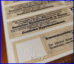 Germany 1930 Deutschen Hypothekenbank 1000 Goldmark Coupons NOT CANCELLED Bond