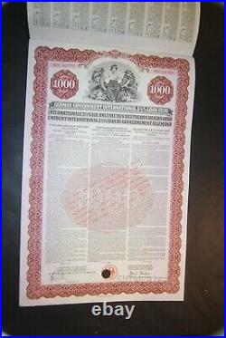 Germany 1930 German Government International 5 1/2 % Loan, $1000 Gold Bond