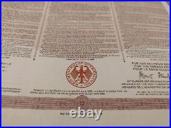 Germany 1930 International Loan 1000 Francs Certificat NOT CANCELLED Bond Share