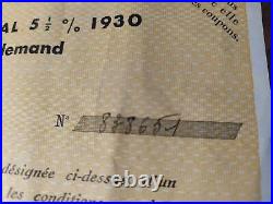 Germany 1930 International Loan 1000 Francs Certificat NOT CANCELLED Bond Share
