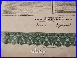 Germany 1936 Conversion Foreign Debts $ 500 Dollars Coupons Bond Loan Stock RARE